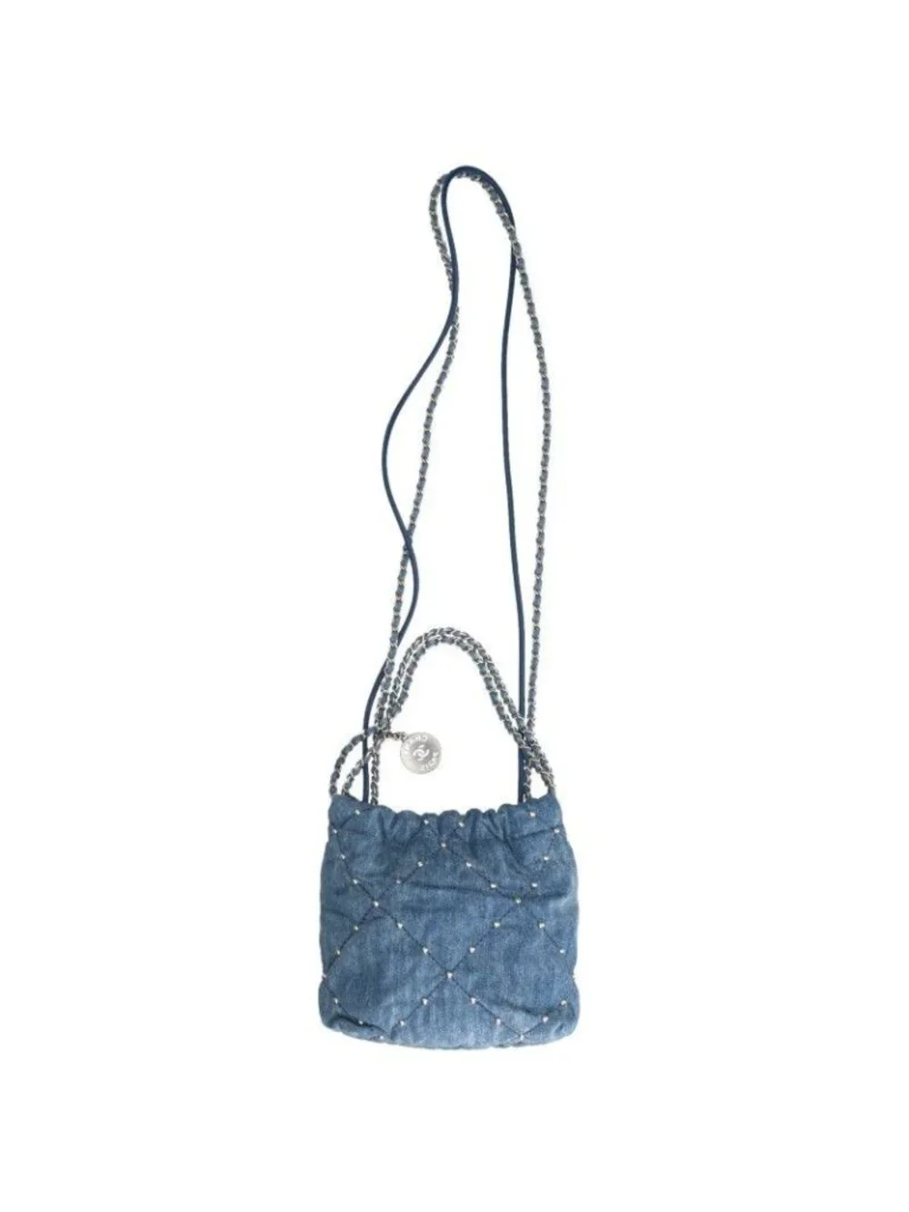 Chanel 22 Mini Denim Studded Chain Shoulder Bag